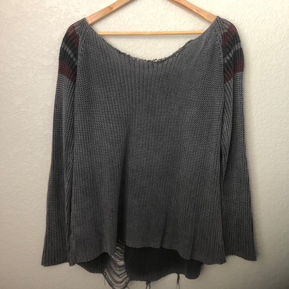 Brandy Melville Margot Distressed Grey Sweater - Picture 7 of 7